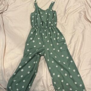 Girls Daisy and olive green romper